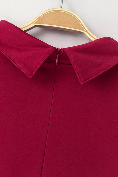 Women’s Mock Neck Tie-Waist Half Sleeve Jumpsuit